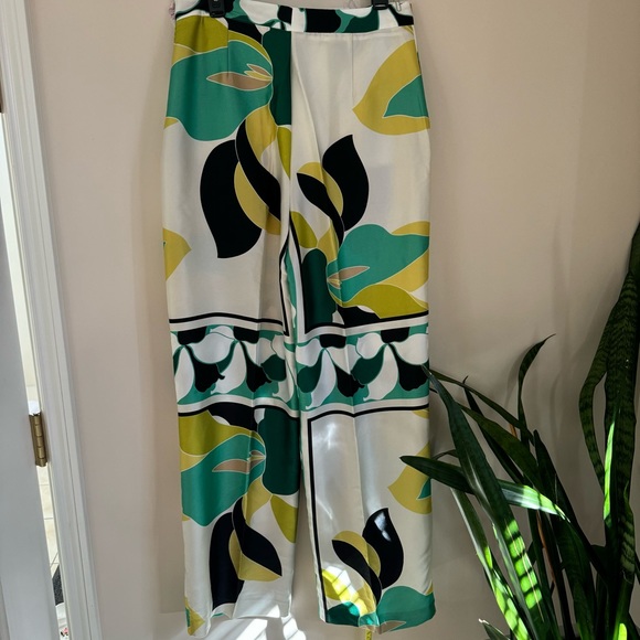 ZARA Botanical Wide Leg Pants White Size medium New With Tags. #12 - Picture 6 of 15